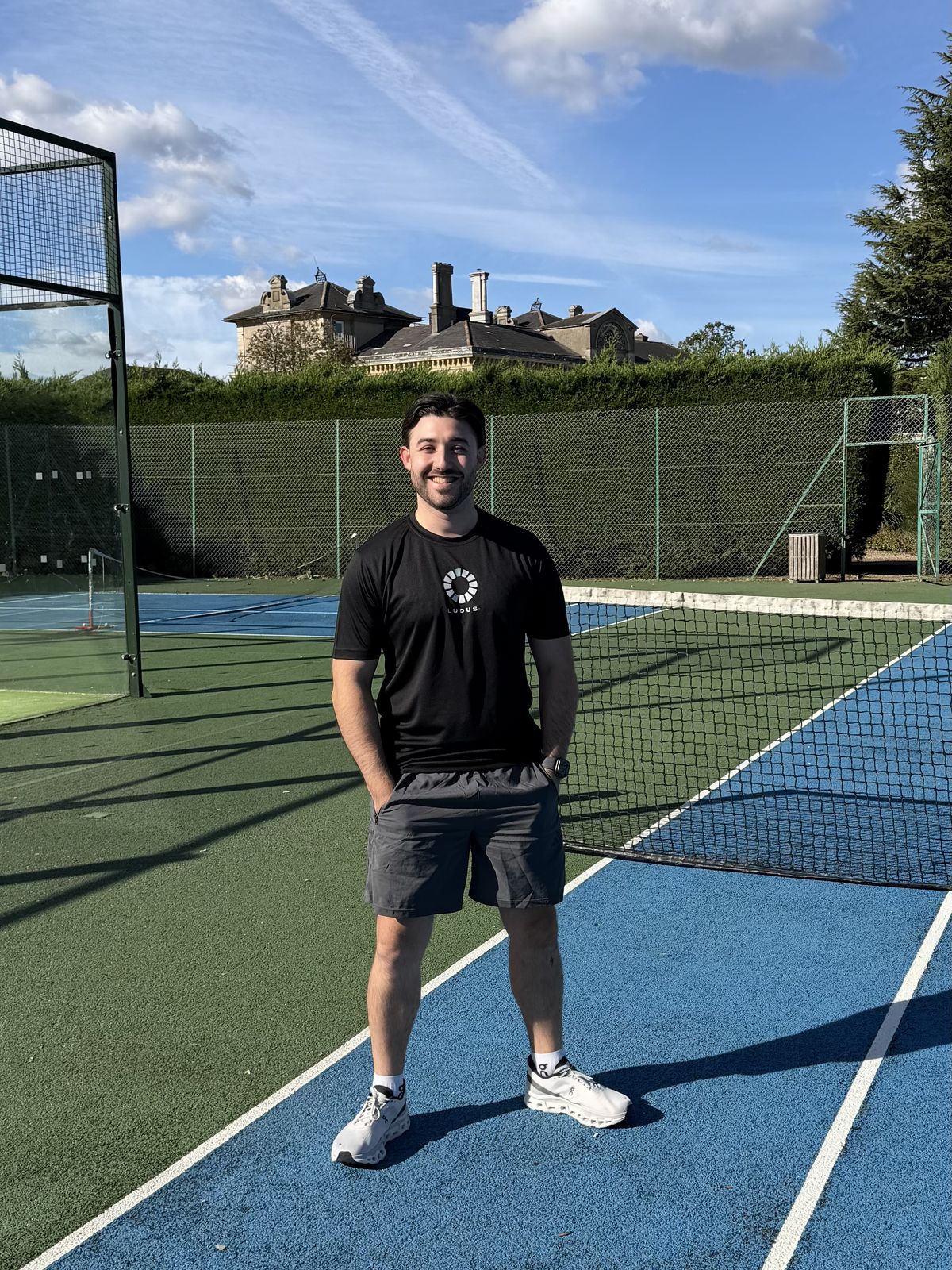 Oliver Bruton, Ludus founder, on court at Down Hall